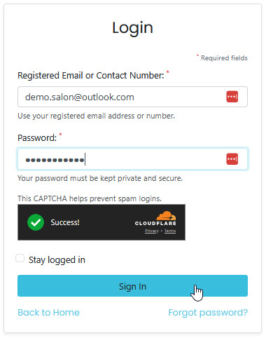 Attempt to log in